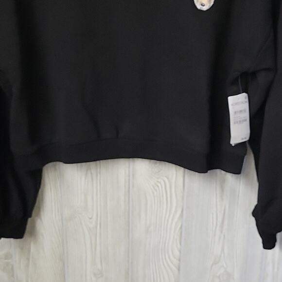 BP Black Jindo Cropped Sweater with Embroidered Dog Patch Womens Small NWT - Picture 3 of 13